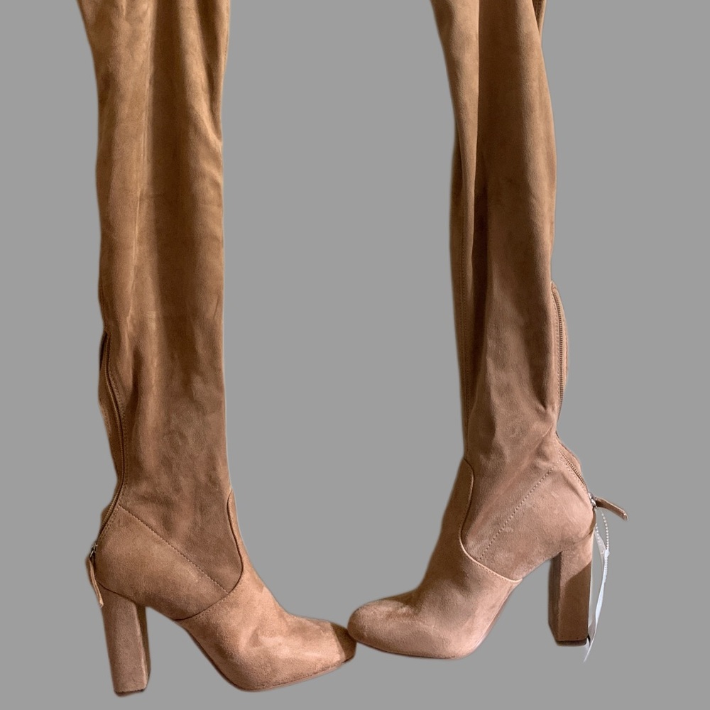 Steve Madden Light Brown Suede over the knee heeled boots - Picture 2 of 5